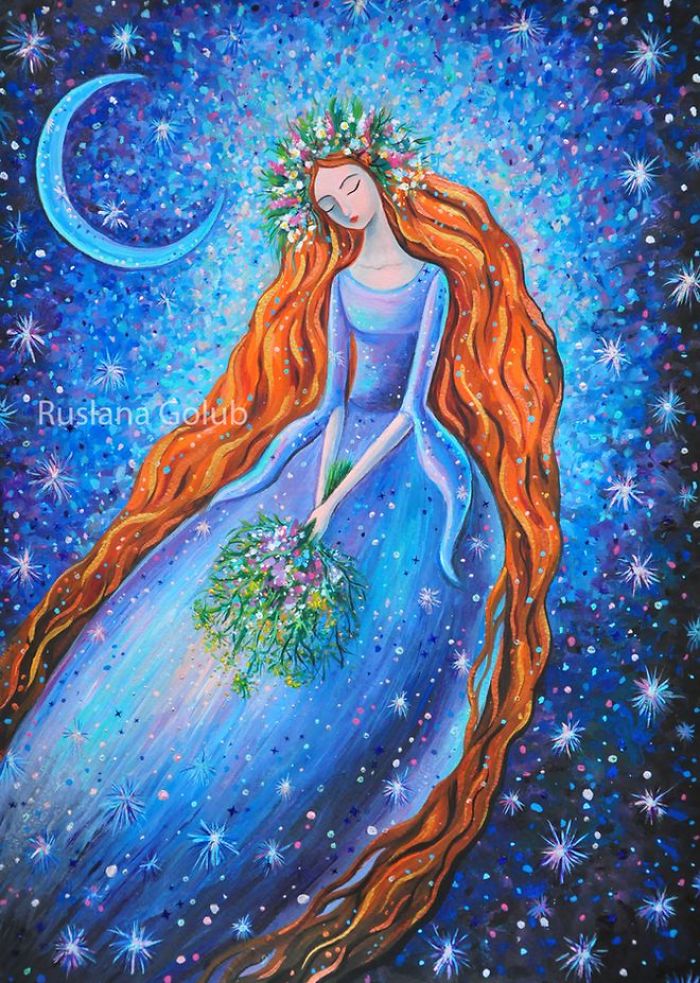 Moon, Stars, Horses, Redhead Maidens And Magical Creatures In Ruslana Golub's Artworks