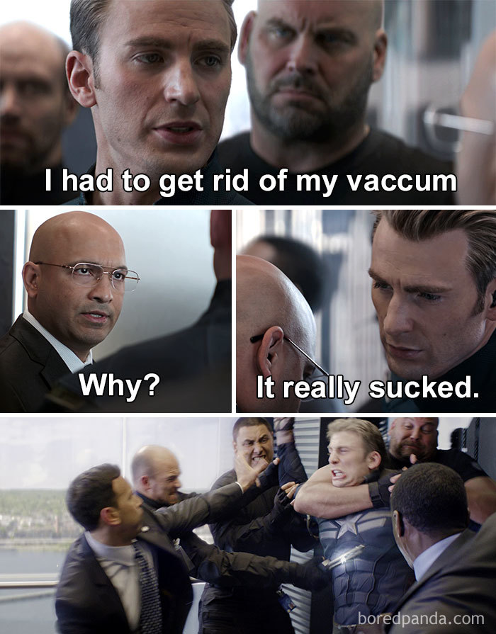 My Vacuum Cleaner Sucked Dad Joke In Captain America Meme