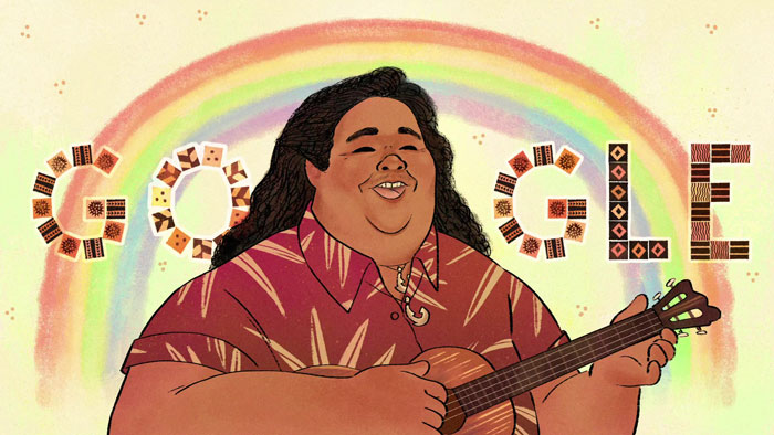 google doodle israel kamakawiwo ole 61 birthday 1 5ec7ce0eecfe6  700 - Google Doodles faz homenagem ao cantor havaiano de “Over The Rainbow”