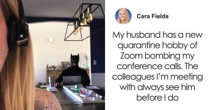 Man Continuously Tries To Embarrass His Wife During Her Zoom Calls By Hilariously Photobombing Them Bored Panda