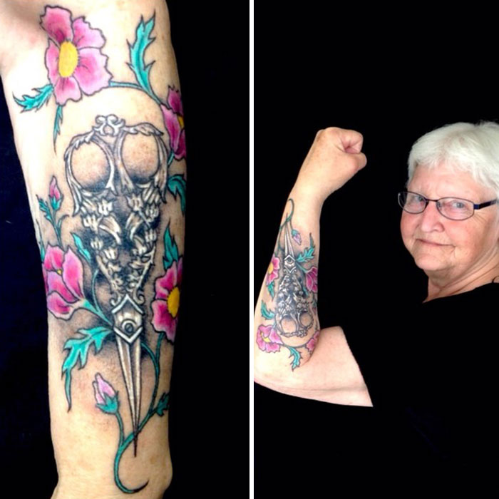 Lovely Old Lady Showing Off Her Rad Tattoo