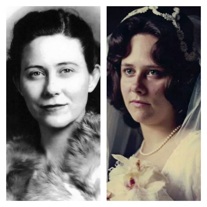 She Was About 17 When This Photo Was Taken. She Was Born In May Of 1918. On The Right Is Her Daughter, My Mother, Mary. She Was 19 And It Was The Day She Married My Dad