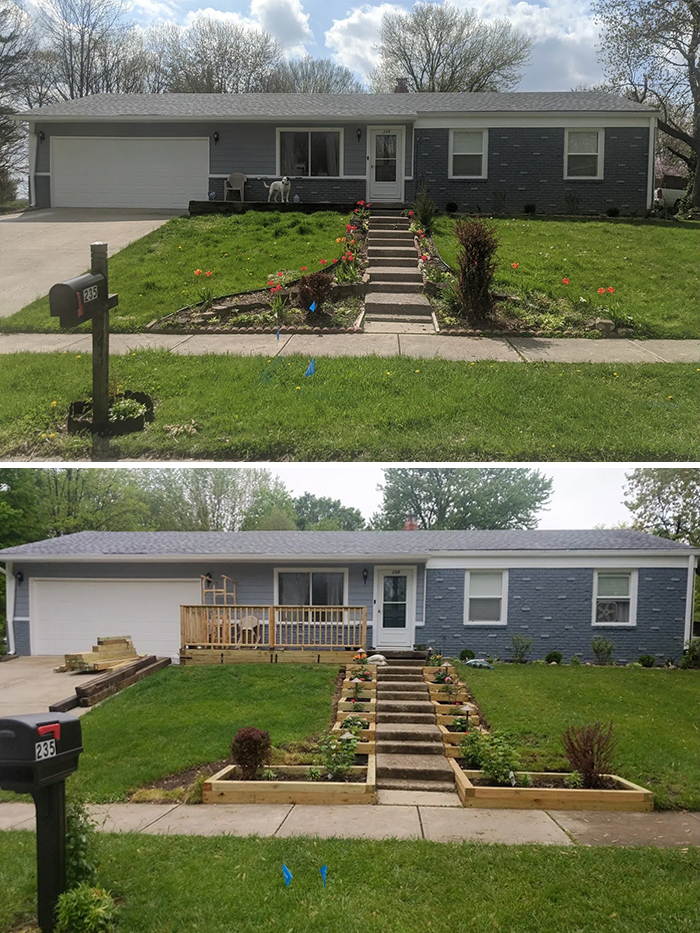 Front yard COVID-19 project, before and after