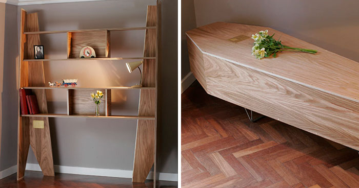 Eco-Responsible Furniture: This Bookshelf Can Be Reassembled Into A Coffin After The Owner’s Death
