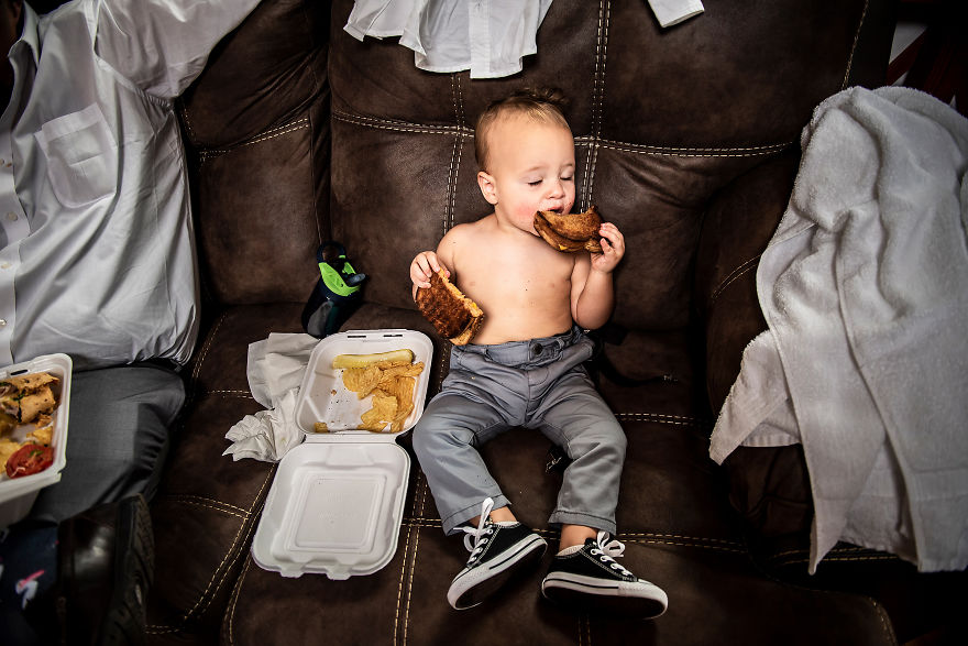This Baby Becoming One With His Grilled Cheese Sandwich