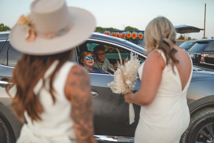 Couple Gets Married In A Drive-In Movie Theater With Guests In Their Cars After Canceling Their Original Venue Due To Coronavirus