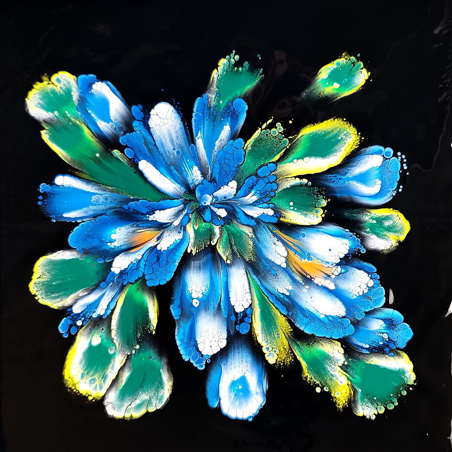 Simple Flower Bouquet ~ Reverse Flower Dip ~ Acrylic Pour Painting ~ Paint #withme