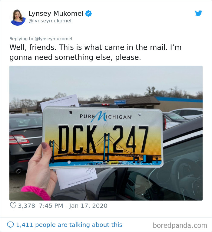 Grand Rapids, MI Reporter Gets Her New License Plate