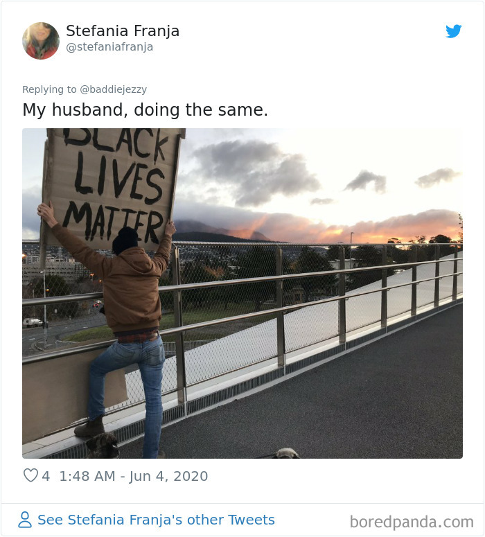 My Husband Protesting Alone