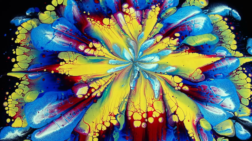 Only Paint And Water! ~ Cup Bottom Reverse Flower Dip ~ Acrylic Pour Painting Only Paint And Water! ~ Cup Bottom Reverse Flower Dip ~ Acrylic Pour Painting