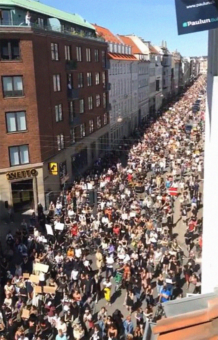Danish Sympathy March For George Floyd. ~10.000 People Marching Peacefully Through Copenhagen.