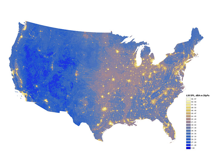 Las áreas más ruidosas y silenciosas de EEUU