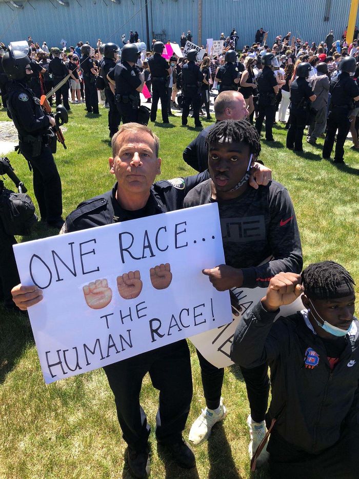 A Protester And A Police Officer Today In Fargo. This Is What Solidarity Looks Like