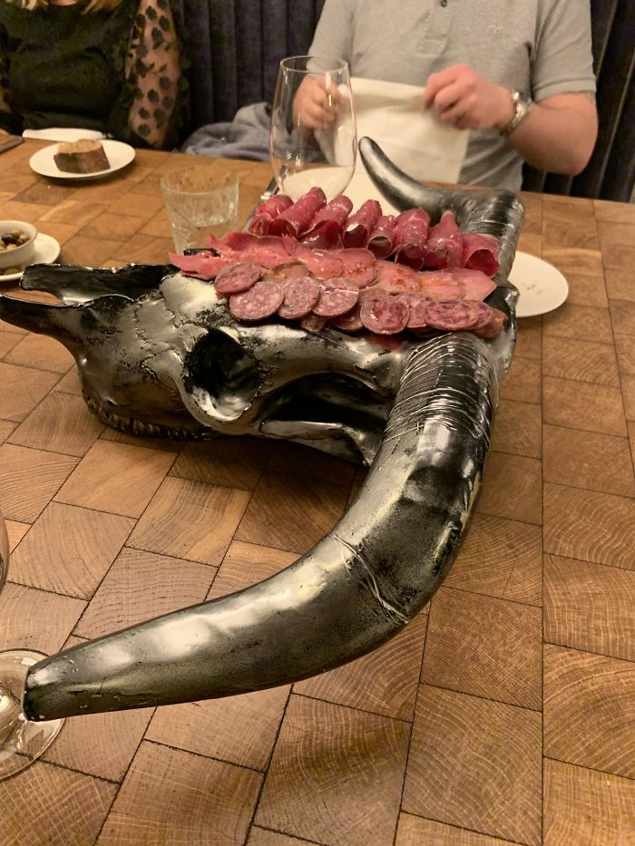 Meat On A Silver Ox Skull