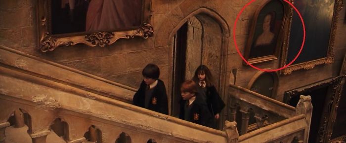 In Harry Potter And The Sorcerer's Stone (2001), You Can See A Portrait Of Anne Boleyn Hanging In The Staircase. Anne, A Wife Of Henry Viii, Was Accused Of Being A Witch, And Subsequently Executed