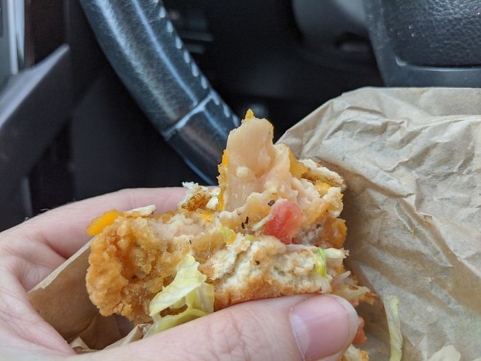 Ate While Driving, So Didn't Pay Attention. Got Most Of The Way Through When I Realized The Chicken Was 100% Raw