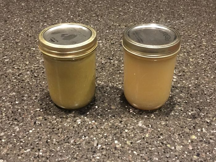 One Of These Is Applesauce. One Of These Is Grease From A Deep Fryer. Guess Which One I Ate A Spoonful Of A Few Minutes Ago