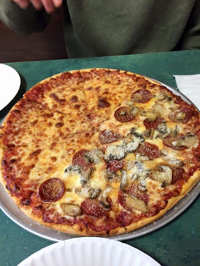 Ordered A "Half Mushroom Half Pepperoni" Pizza