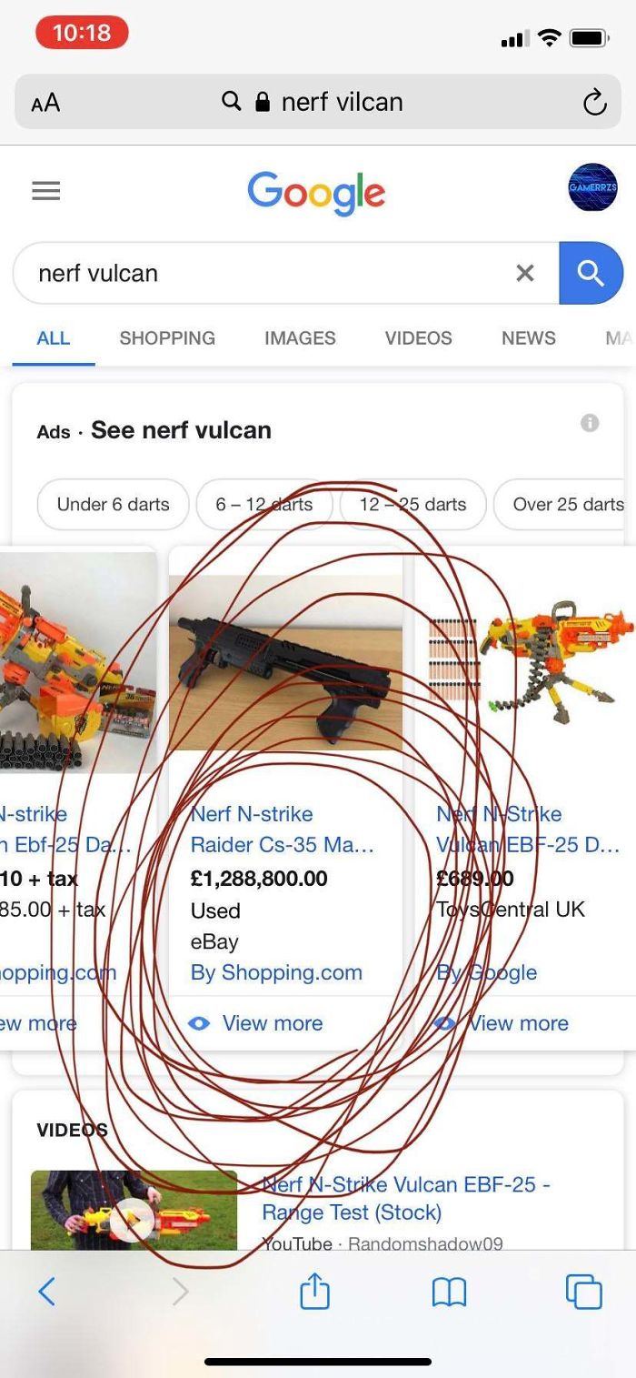Not Craigslist But Ebay 1.288 Million For A Nerf Gun