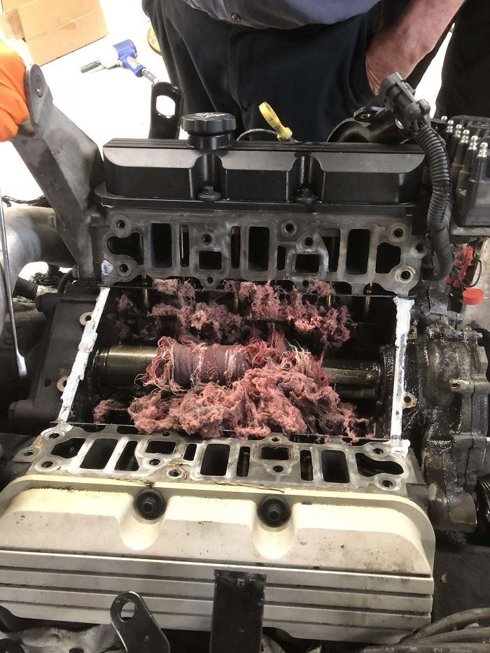 Rag Left In Engine After Repairs Turned To Shreds