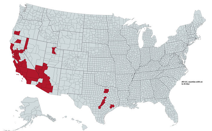 All U.S. Counties With In-N-Out Burger As Of May 2020