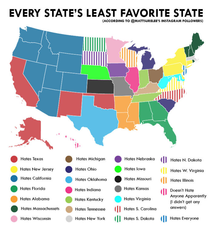 Every State's Least Favorite State