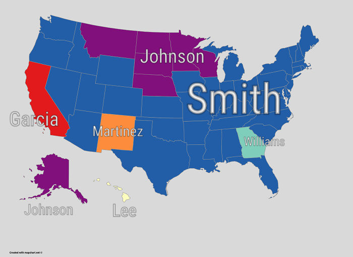 Most Common Surname In The United States By State