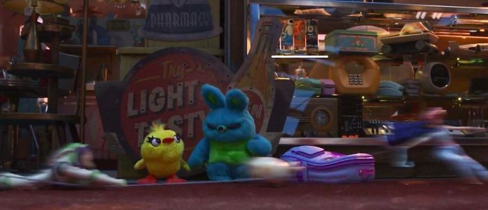In Toy Story 4 (2019) In The Cabinet At The Antique Store There Are Wall-E Related Souvenir Cups On Display