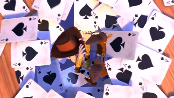 In Toy Story 2 (1999), The Playing Cards That Appear In Woody's Nightmare Are The Ace Of Spades, Which Represents Death In Fortune Telling