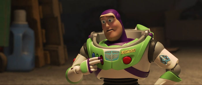 In Toy Story 4 (2019), A Closer Look At Buzz Lightyear Shows That His Stickers Are Slowly Starting To Peel Away