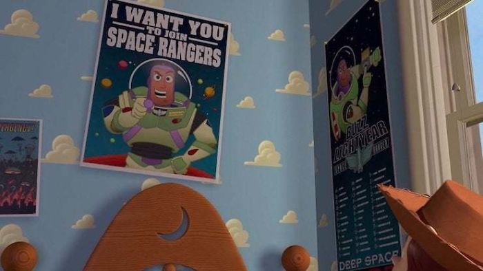 In Toy Story (1995), Baby Face Taps A Message To Woody Using Morse Code. Earlier In The Film, We See A Poster In Woody's Owner's Room With Morse Code On It, Providing Continuity As To Why Woody Would Understand Baby Face's Tapping