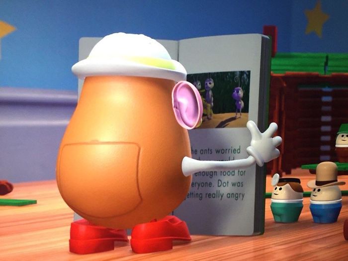In Toy Story 2 Mrs. Potato Head Is Seen Reading A Bug's Life In Book Form