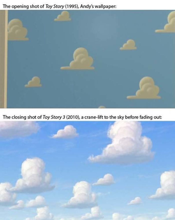 The Closing Shot Of Toy Story 3 Is A Nod To The Opening Shot Of Andy's Wallpaper In Toy Story 1