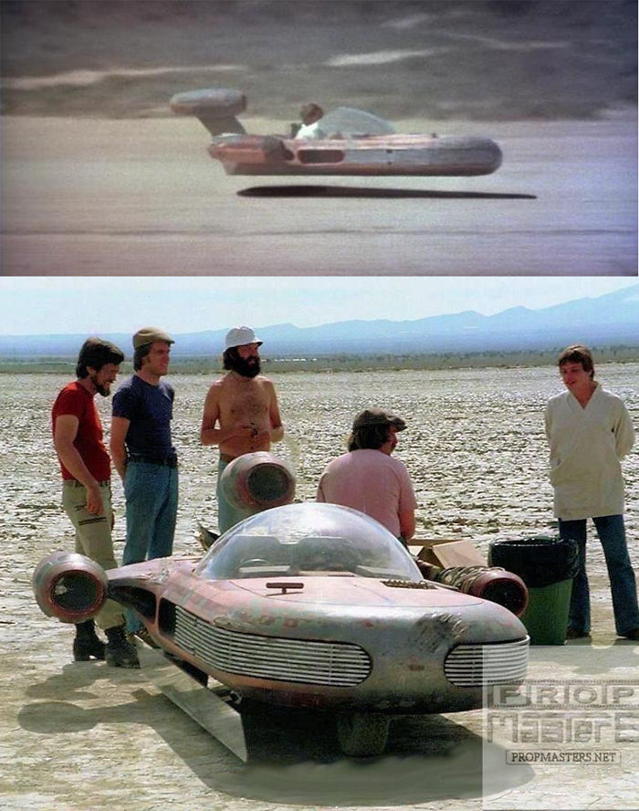 En Una nueva Esperanza, cada vez que se ve a Luke volando en el speeder, fue hecho con un espejo debajo que ocultaba las ruedas