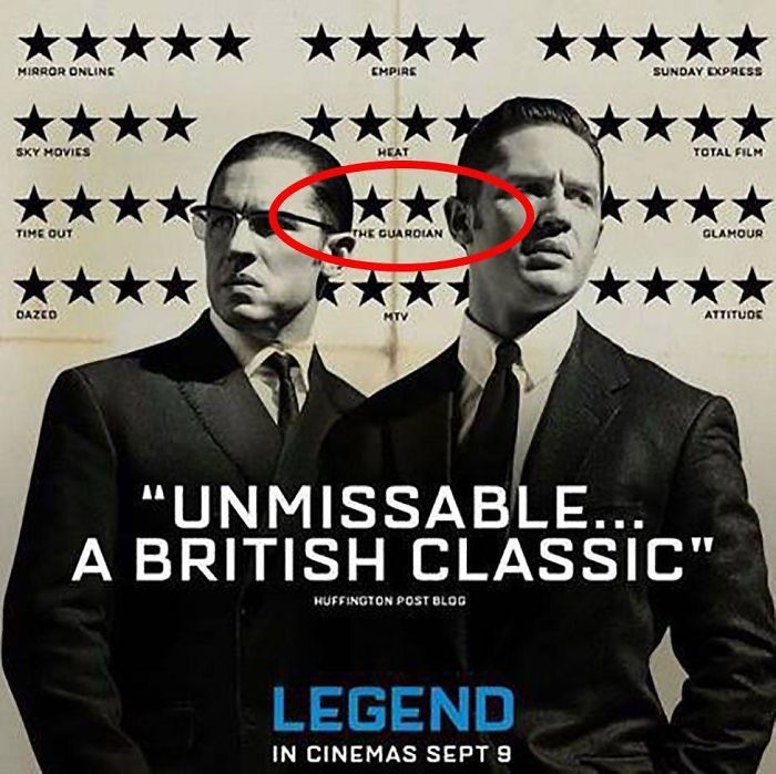 El poster de Legens oculta una crítica negativa de solo 2 estrellas entre ambas cabezas