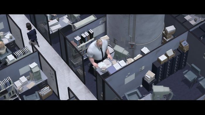 Bob Par In The Incredibles (2004) Has Most Of His Cubical Taken Up By A Pillar Which Is Why It's So Cramped, I Can't Believe I Never Noticed This Before