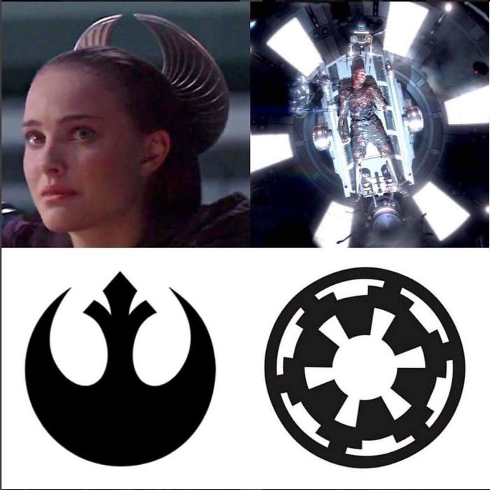 Padme And Vader Represent The Sigils Of The Rebel Alliance And The Galactic Empire In These Scenes