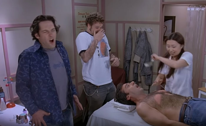 In ''the 40 Year Old Virgin''(2005), Steve Carell's Chest Hair Was Actually Ripped Out In The Scene. The Actor Had Told Director Judd Apatow Just Before Shooting The Scene: ''it Has To Be Real. It Won't Be As Funny If It's Mocked Up Or It's Special Effect.'' The Scene Had To Be Done In One Shot