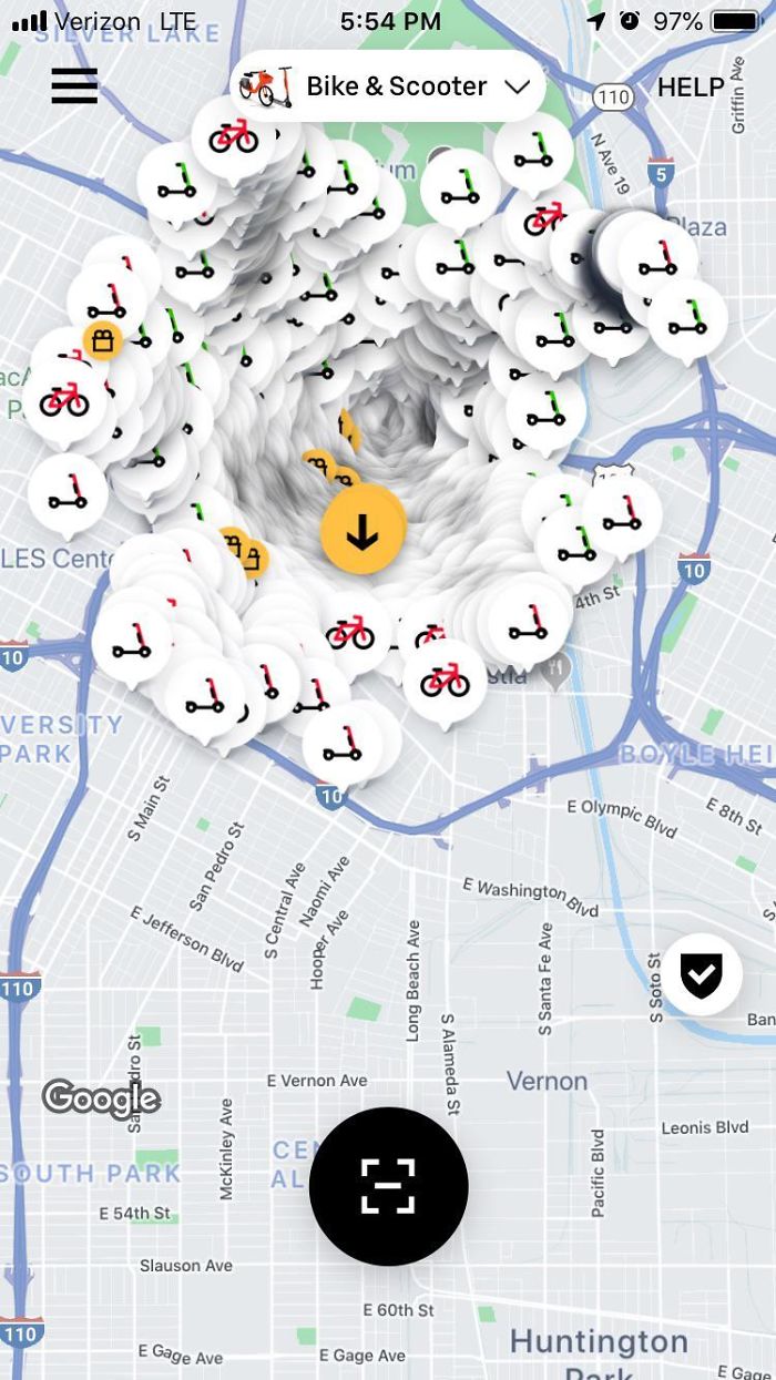 Scooter App Right Before The App Crashed. Behold The Rideable Cyclone
