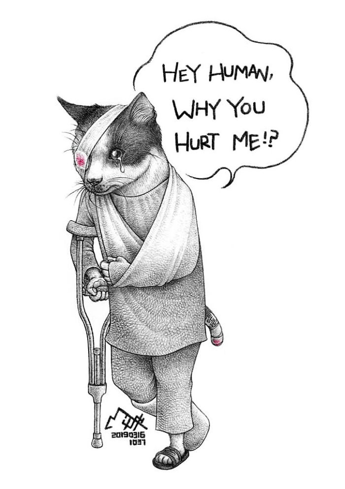 Artist Shows Shocking Illustrations About Animal Abuse That Many Humans Will Surely Be Ashamed Of