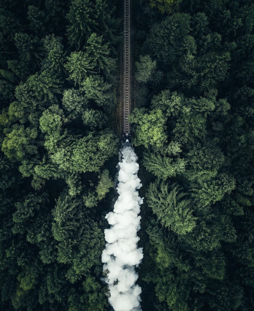 Old Steam Locomotive In The Woods