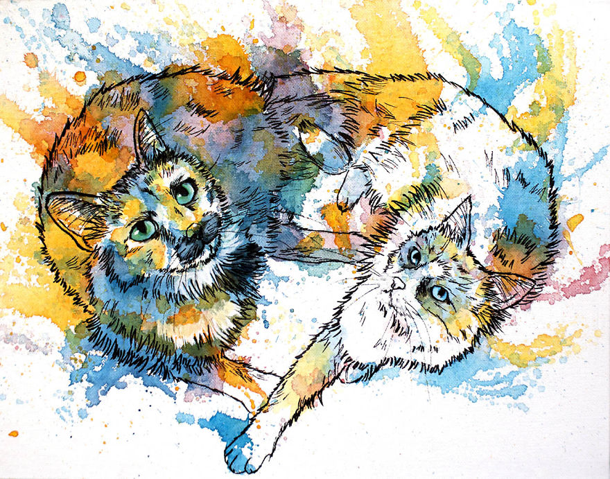 I Use Color Splatters To Paint People's Pets