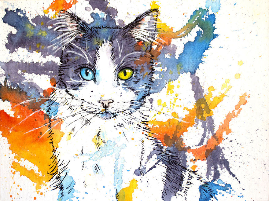 I Use Color Splatters To Paint People's Pets