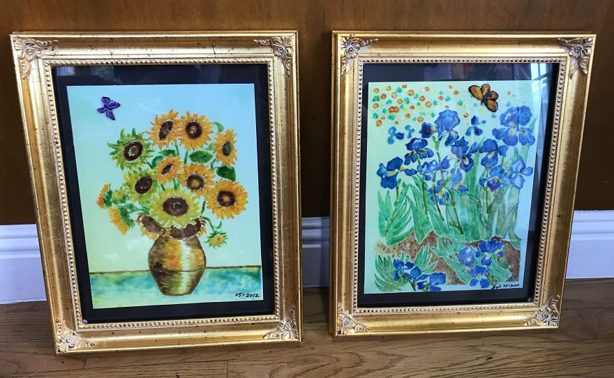 Van Gogh's Sunflowers And Irises