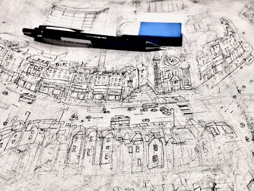 Giant Sketch Of Aberdeen Being Completed While In Lockdown