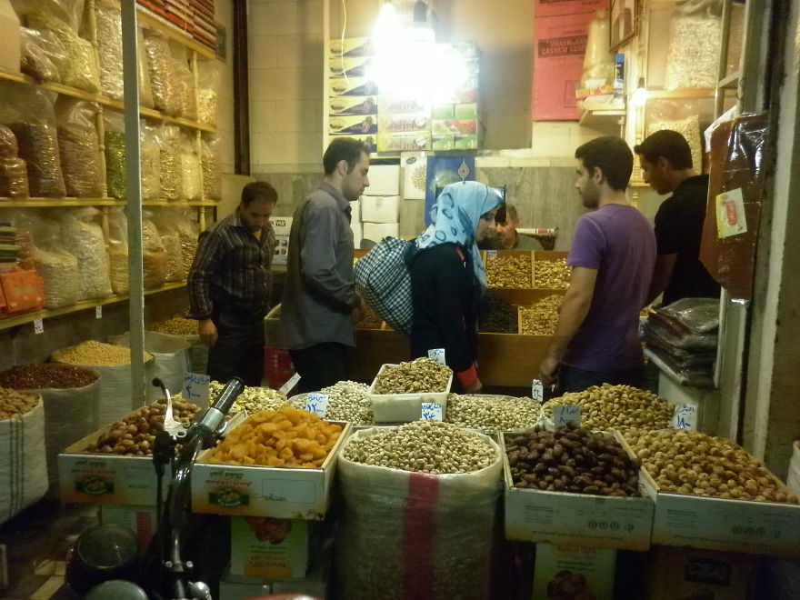 Shop Selling Nuts, Grains And Dried Fruits In The Bazaar In Tabriz