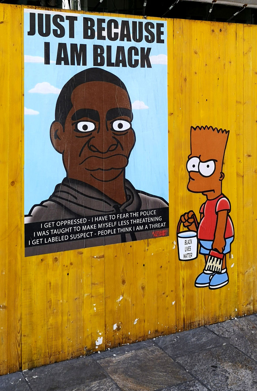 "Who Is Next" The Artwork Is A Tribute To George Floyd Together With The African American Simpsons And The Statue Of Liberty