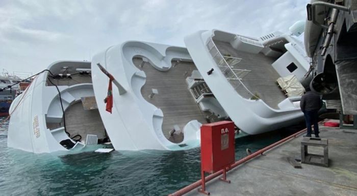 70m Yacht Capsized In Greece