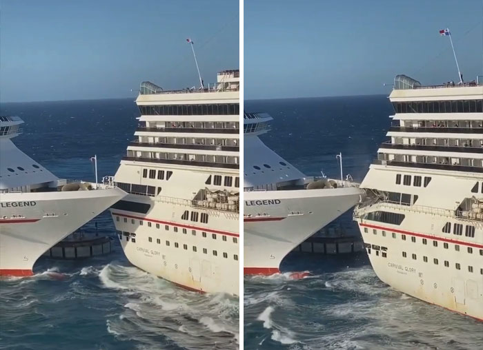 Dos barcos de crucero chocándose