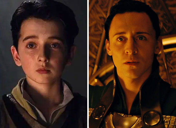 Loki In Thor (Played By Ted Allpress As A Kid And Tom Hiddleston As An Adult)